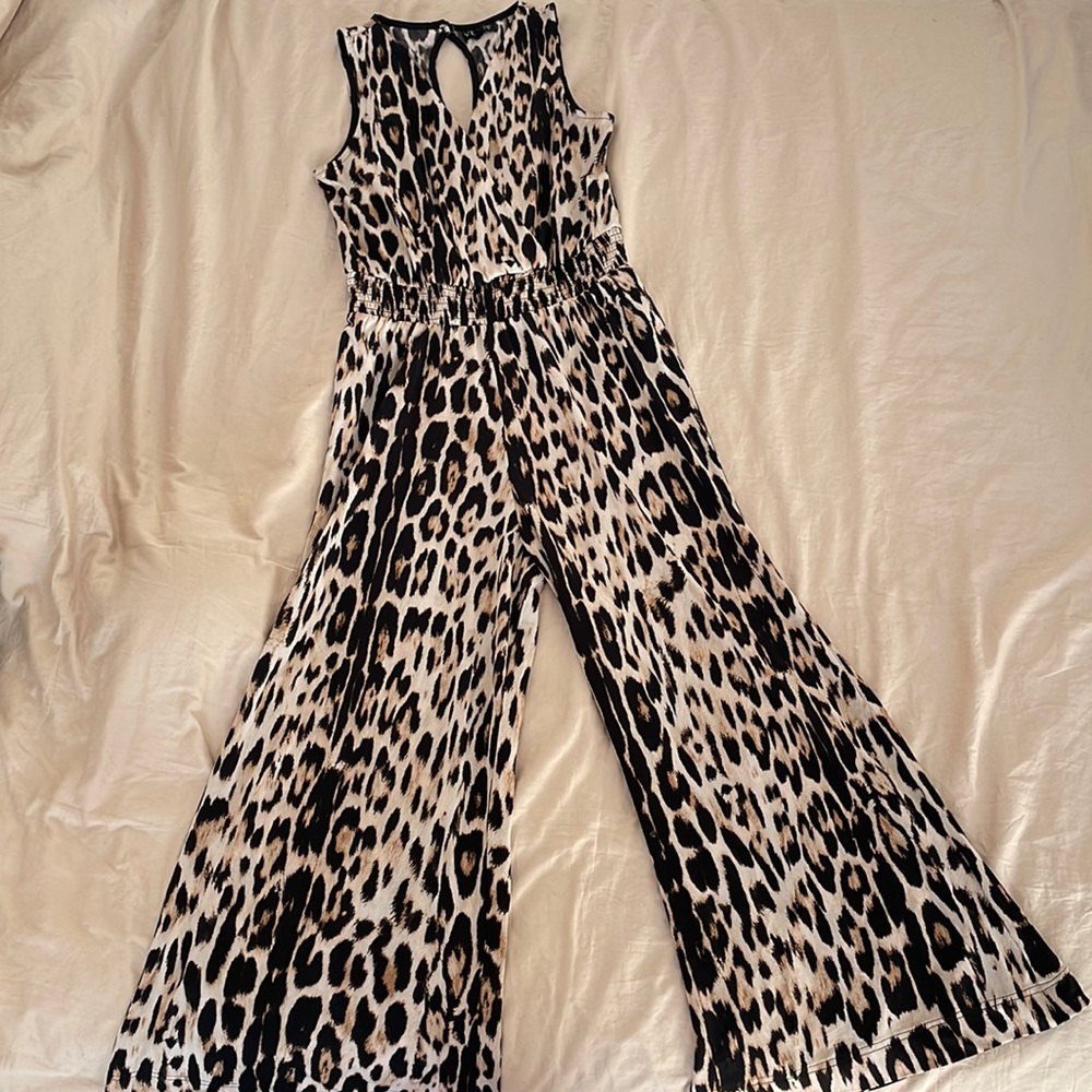 cheetah print flare jumpsuit